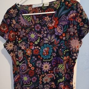 Dana Buchman Embellished black semi-sheer black top